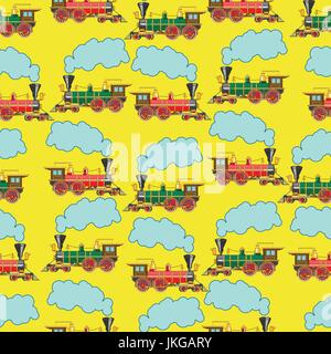 Locomotive à vapeur dessin lumineux seamless background Illustration de Vecteur