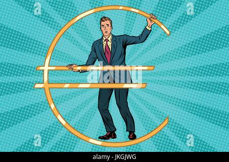 Businessman prisonnier en prison euro argent Illustration de Vecteur