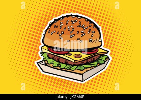 Burger pop art illustration Illustration de Vecteur