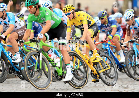 L'équipe Sky's Chris Froome lors de l'étape 21 du Tour de France à Paris, France. Banque D'Images