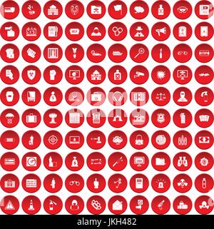 La criminalité 100 icons set red Illustration de Vecteur