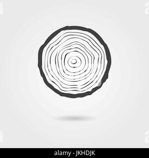 Black tree rings icône avec ombre Illustration de Vecteur