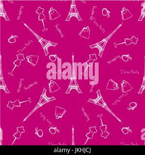 Motif transparente Tour Eiffel avec des coeurs sur noir.dessin à la main . Motif transparent peut être utilisé pour le papier peint, trames, origines, sur la page web Illustration de Vecteur