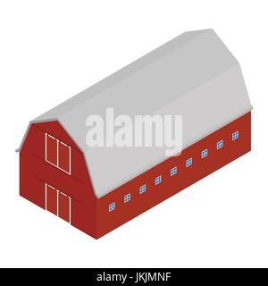 Vector illustration 3D isométrique vieille perspective grange rouge ou ferme. Porte de l'étable. L'architecture agricole Illustration de Vecteur