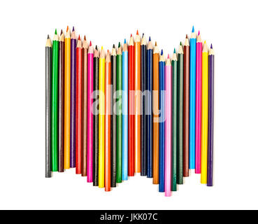 Colorful crayons ligne isolated on white Banque D'Images