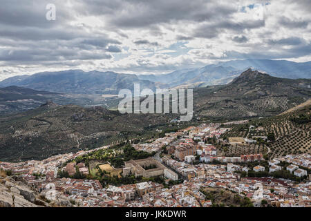 Vue aérienne de la ville de Jaen du château de Santa Catalina, Jaén, Andalousie, Espagne Banque D'Images