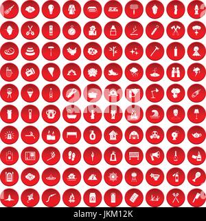 100 rouge feu icons set Illustration de Vecteur