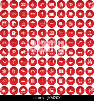 Lunettes rouge 100 icons set Illustration de Vecteur