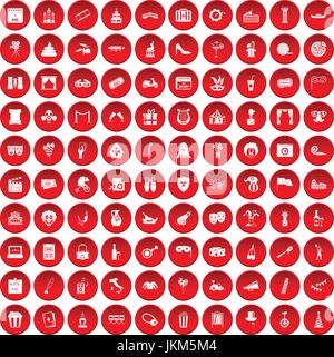 Masque rouge 100 icons set Illustration de Vecteur