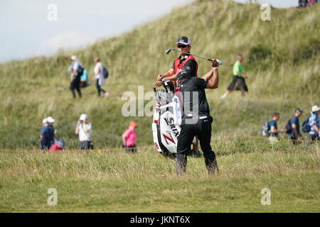 Southport, Merseyside, Royaume-Uni. 22 juillet, 2017. Hideki Matsuyama (JPN) Golf : Hideki Matsuyama du Japon au 11e trou lors de la troisième ronde de la 146e British Open Golf Championship au Royal Birkdale Golf Club à Southport, Merseyside, Angleterre . Credit : Koji Aoki/AFLO SPORT/Alamy Live News Banque D'Images