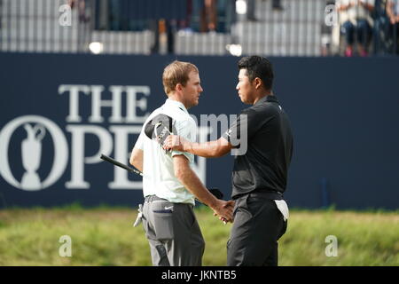 Southport, Merseyside, Royaume-Uni. 22 juillet, 2017. Hideki Matsuyama (JPN) Golf : Hideki Matsuyama du Japon au 18e trou lors du troisième tour de la 146e British Open Golf Championship au Royal Birkdale Golf Club à Southport, Merseyside, Angleterre . Credit : Koji Aoki/AFLO SPORT/Alamy Live News Banque D'Images