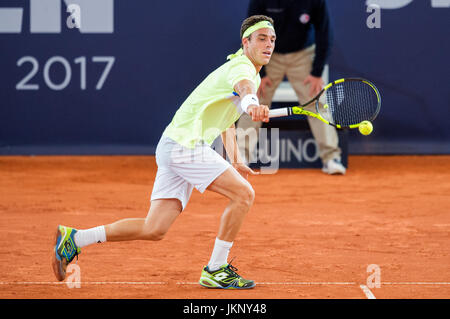 Hambourg, Allemagne. 24 juillet, 2017. Marco Cecchinato de l'Italie joue contre Mayer de l'Allemagne dans le premier tour de l'masculin à l'ATP-Tour Tennis Open allemand à Hambourg, Allemagne, 24 juillet 2017. Photo : Daniel Bockwoldt/dpa/Alamy Live News Banque D'Images