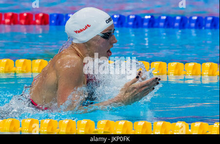 Budapest, Hongrie. 24 juillet, 2017. Katinka Hosszu de Hongrie remportant le women's 200m relais quatre nages à la finale des Championnats du monde FINA 2017 à Budapest, Hongrie, 24 juillet 2017. Photo : Jens Büttner/dpa-Zentralbild/dpa/Alamy Live News Banque D'Images