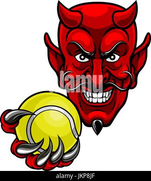 Sports Tennis diable Mascot Illustration de Vecteur