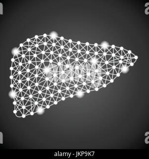Le foie humain isolé sur un fond noir. Vector Illustration. Illustration de Vecteur