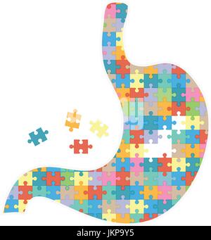 Les droits de l'estomac avec les Puzzles colorés isolé sur un fond blanc. Vector Illustration. Illustration de Vecteur