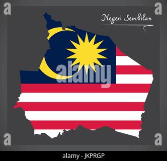 Negeri Sembilan Malaisie carte avec drapeau national malaisien illustration Illustration de Vecteur