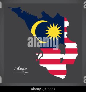 Selangor Malaisie carte avec drapeau national malaisien illustration Illustration de Vecteur