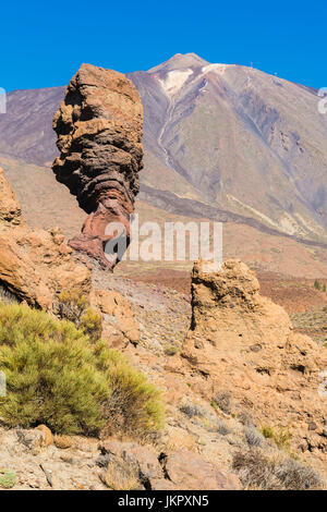 Volcan du Teide vue depuis le Roques de Garcia, le Parc National du Teide, Tenerife, Canaries, Espagne Banque D'Images