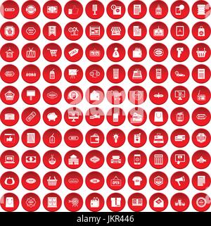 Vente 100 icons set red Illustration de Vecteur