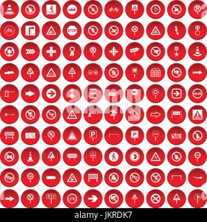 100 Signalisation routière icons set red Illustration de Vecteur