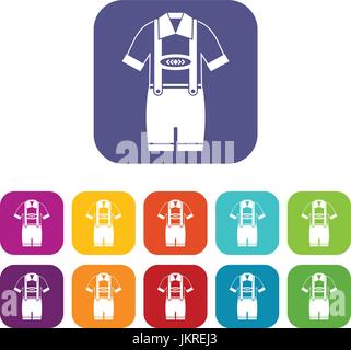 T-shirt et pantalon avec bretelles icons set Illustration de Vecteur