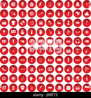 Festival de rue 100 icons set red Illustration de Vecteur