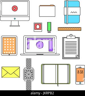 Modèle plat ligne mince icons set style moderne à la mode d'illustration vectorielle Illustration de Vecteur