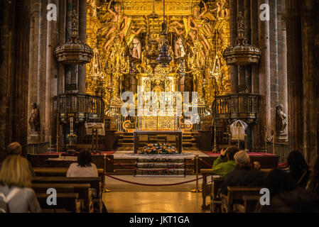 Intérieur de l'Catherdar à Santiago de Compostela, Espagne, Europe. Camino de Santiago. Banque D'Images