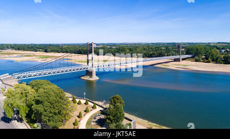 Photographie aérienne de la Bretagne Anjou bridge à Ancenis, France Banque D'Images