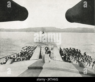 Service de l'église le HMS Queen Elizabeth, 1915 Banque D'Images