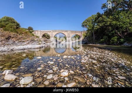 Pont d'd'Altiani, d'Altiani, Corte, Venaco, Corse, France Banque D'Images