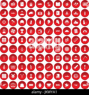 100 crimes de guerre icons set red Illustration de Vecteur