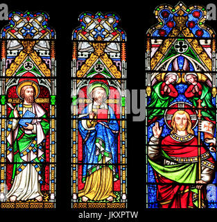 Saint Matthieu, saint Marc, La résurrection de Jésus Christ, vitrail, par William Wailes, 1853, Thetford, Norfolk, England, UK Banque D'Images