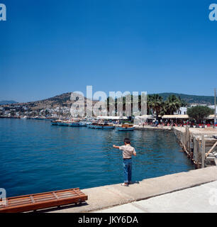 Hafen à Bodrum, Türkei 1980 er Jahe. Le port de plaisance de Bodrum, Turquie 1980. Banque D'Images