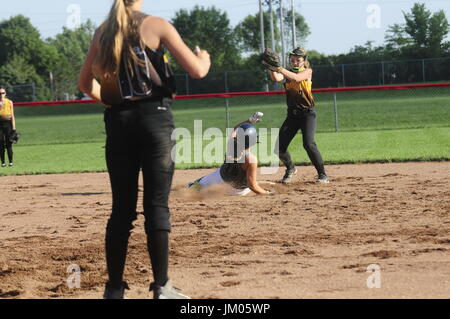 Les jeunes filles Football Softball Banque D'Images