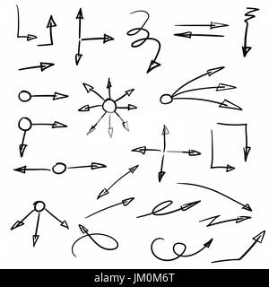 Ensemble de flèches tirées à la main Illustration de Vecteur