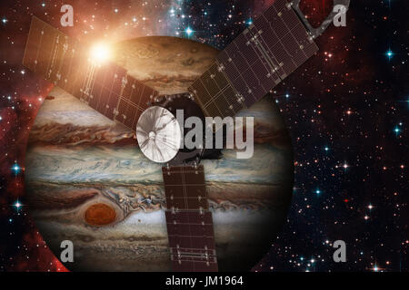 Sonde Juno et Jupiter. Éléments de cette image fournie par la NASA. Banque D'Images