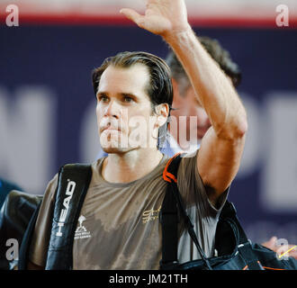 Hambourg, Allemagne, 25 juillet 2017 : Ancien combattant allemand Tommy Haas pendant le dernier match de sa carrière à l'Open 2017 Germanyman à Hambourg Rothenbaum. Crédit : Frank Molter/Alamy Live News Banque D'Images