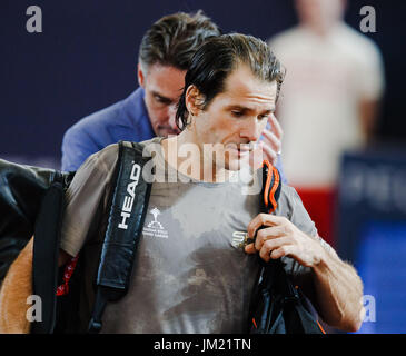 Hambourg, Allemagne, 25 juillet 2017 : Ancien combattant allemand Tommy Haas pendant le dernier match de sa carrière à l'Open 2017 Germanyman à Hambourg Rothenbaum. Crédit : Frank Molter/Alamy Live News Banque D'Images