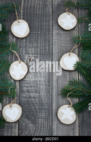 Et de décoration de Noël en bois naturel Banque D'Images