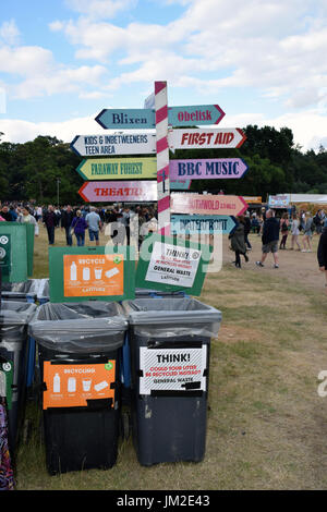 Festival Latitude 2017, Henham Park, Suffolk, UK. Bacs de recyclage et des déchets Banque D'Images