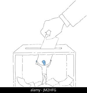 Placez du papier dans la boîte de scrutin pendant le vote Illustration de Vecteur