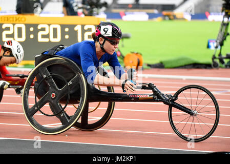 Amanda McGrory concurrentes dans la course en fauteuil roulant au monde Para athlétisme championnats dans le stade de Londres Banque D'Images