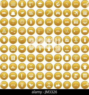 Logistique et livraison 100 icons set gold Illustration de Vecteur