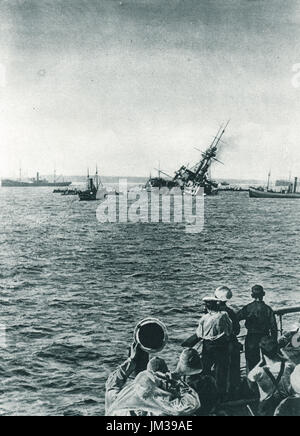 Le HMS Majestic torpillé Gallipoli, 1915 Banque D'Images