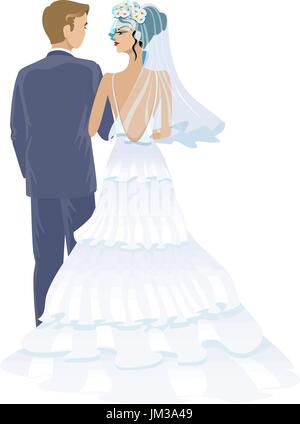 Cérémonie de mariage, les époux sont unis Illustration de Vecteur