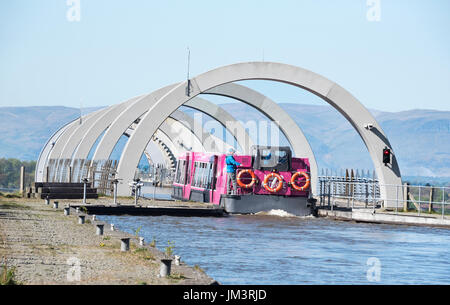 La roue de Falkirk, ascenseur à bateaux reliant l'Union Canal et Forth et Clyde Canal, Falkirk, Ecosse Banque D'Images