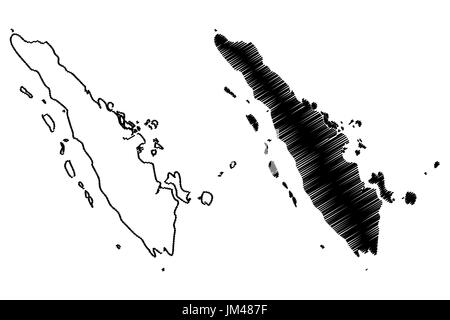 Sumatra map vector illustration gribouillage, croquis de Sumatra Illustration de Vecteur