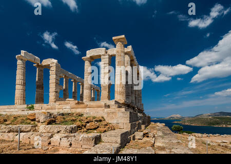 Temple de Poséidon, Cap Sounion, Attique, Grèce Banque D'Images